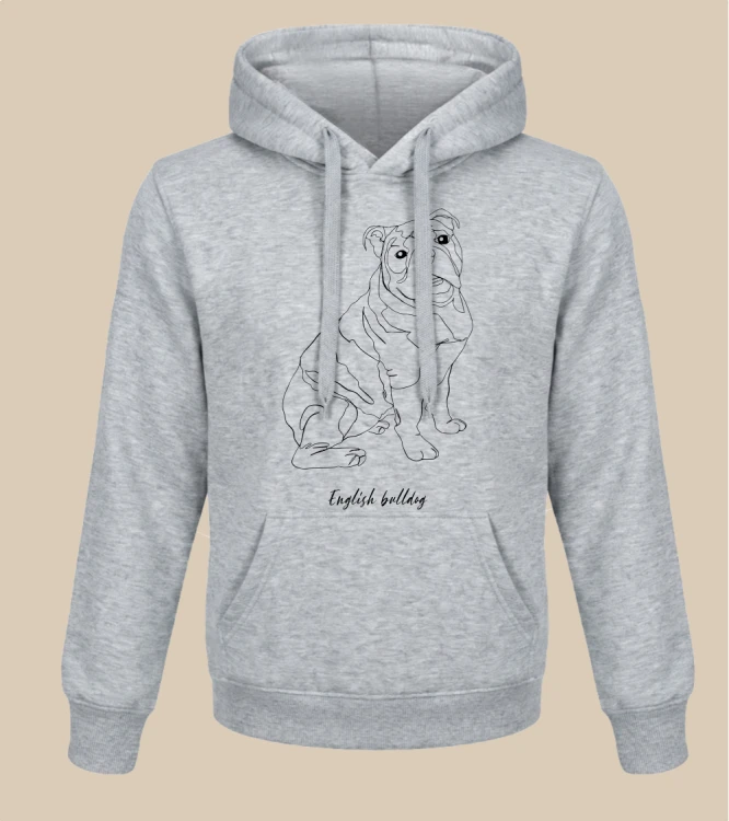Buldog Angielski Outline Bluza z kapturem