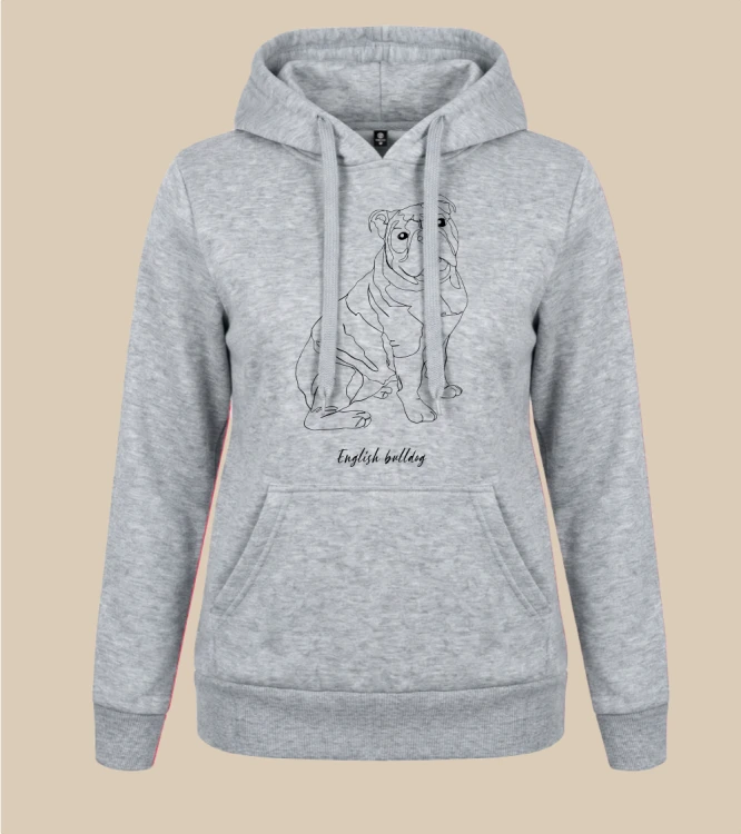 Buldog Angielski Outline Bluza z kapturem