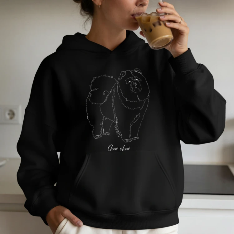Chow Chow Outline Bluza z kapturem