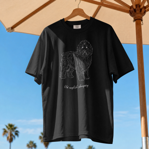 Owczarek Staroangielski Outline T-shirt