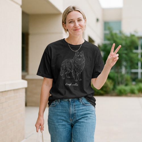 Owczarek Szkocki Długowłosy Outline T-shirt