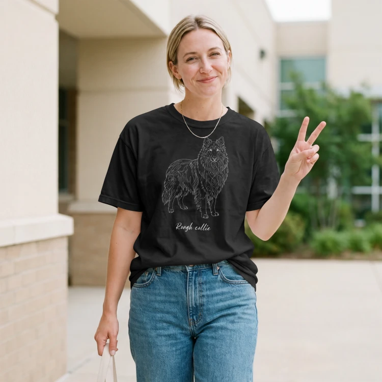 Owczarek Szkocki Długowłosy Outline T-shirt
