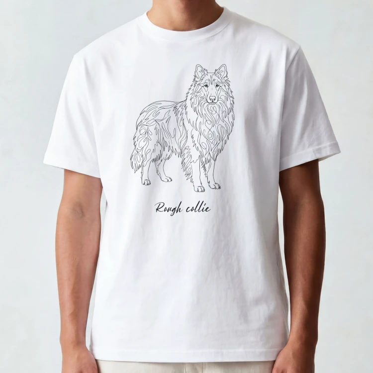 Owczarek Szkocki Długowłosy Outline T-shirt