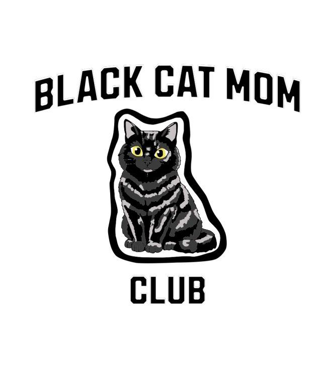 Czarny Kot Mom Club T-shirt