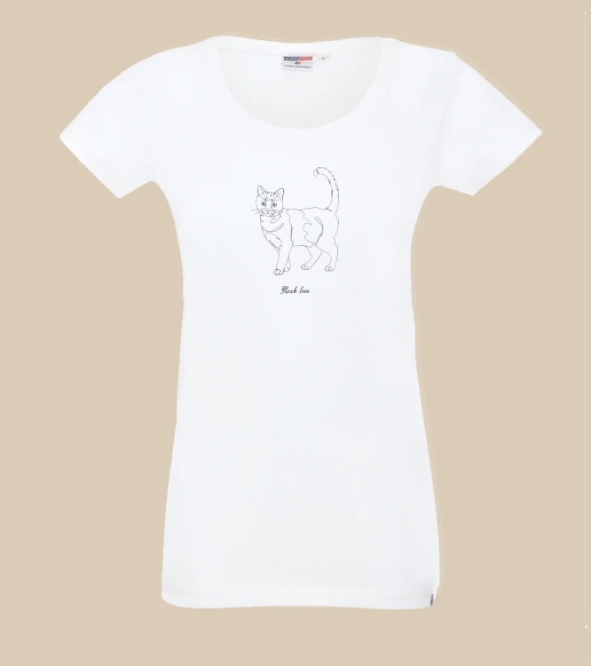 Czarny Kot Outline T-shirt
