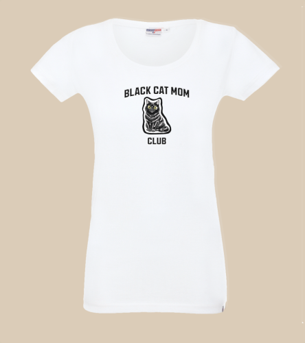 Czarny Kot Mom Club T-shirt