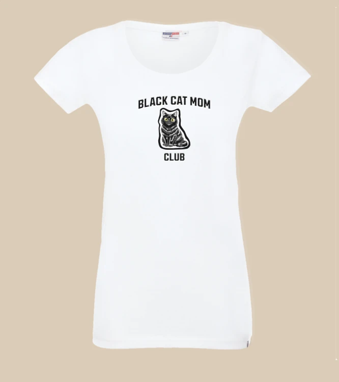 Czarny Kot Mom Club T-shirt