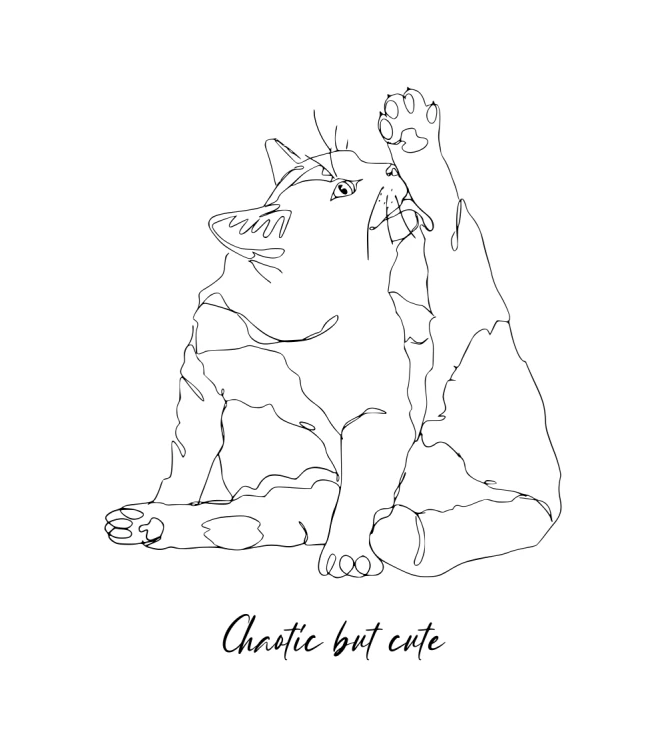 Chaotic Cat Outline T-shirt